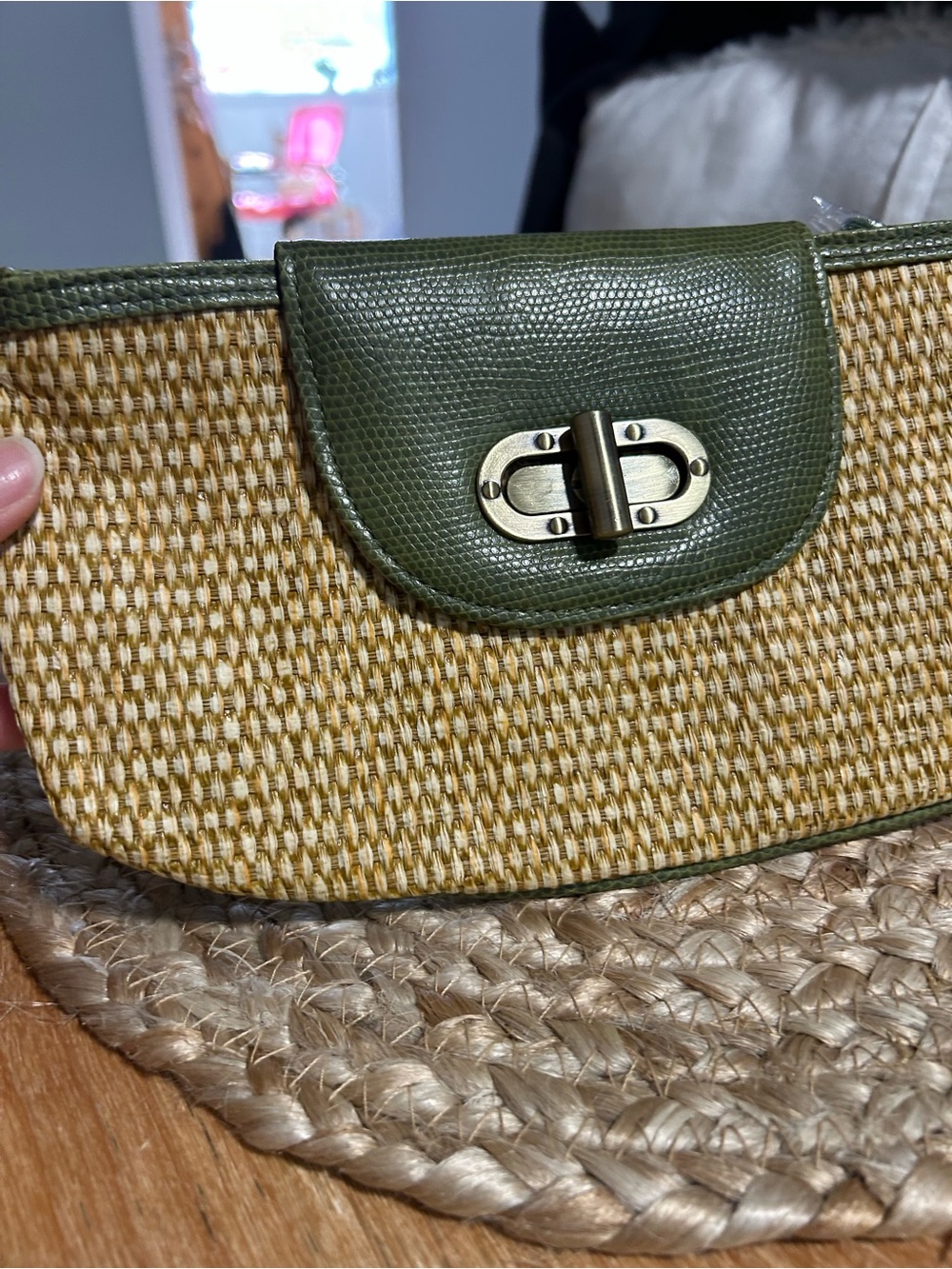 RW&CO. Green  Woven Clutch Wristlet